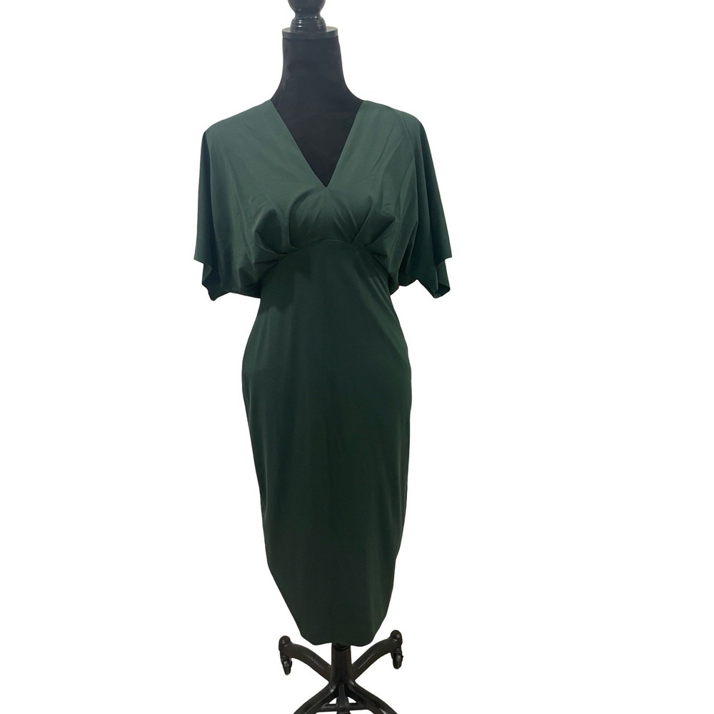 NWT Banana Republic Dress 4 Hunter Green Butterfly Sleeve